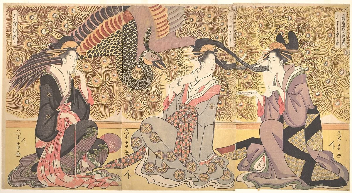 「扇屋昼見世畧」|Interior of the House called Ōgiya, by Chōkōsai Eishō, ink, 1800