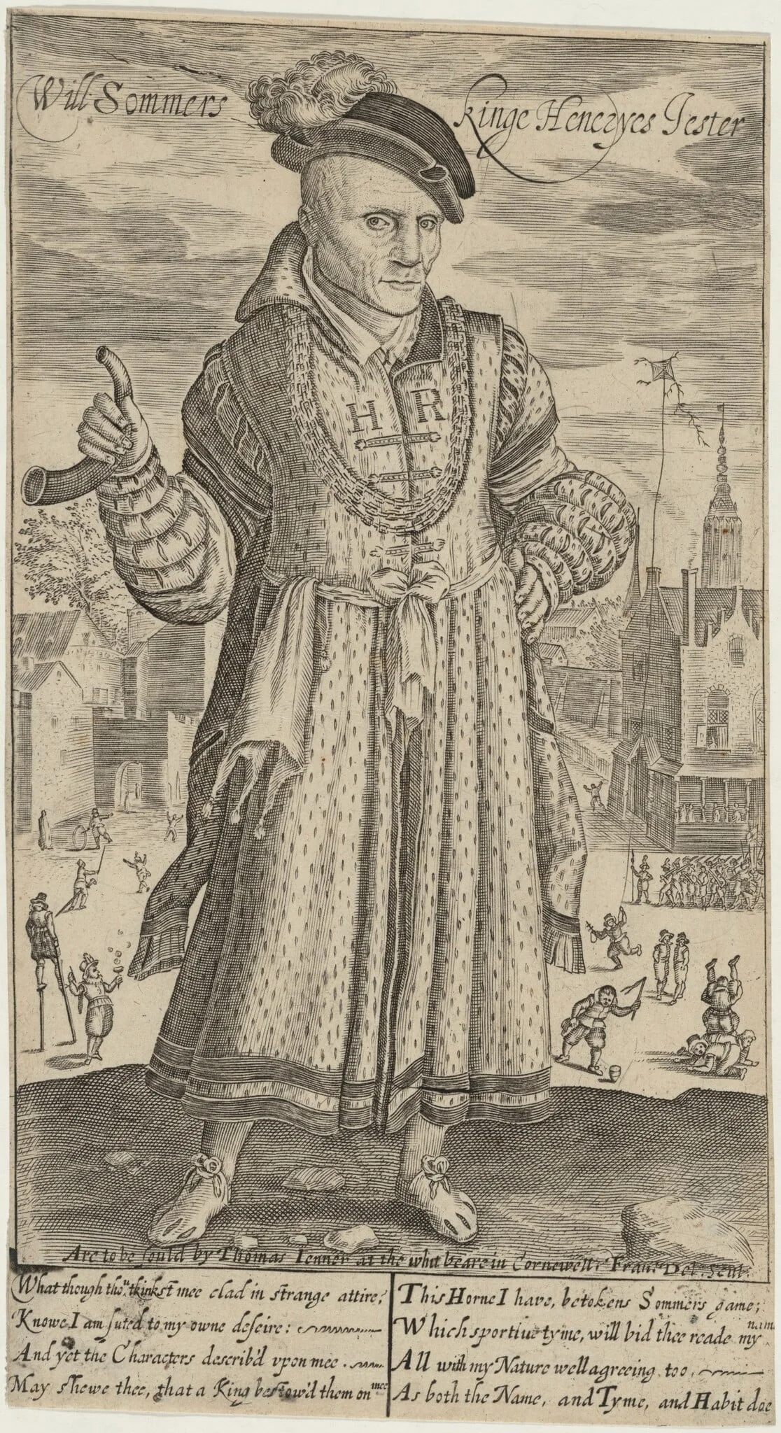 Will Sommers, Kinge Henryes Jester, by Francis Delaram, ink, 1608