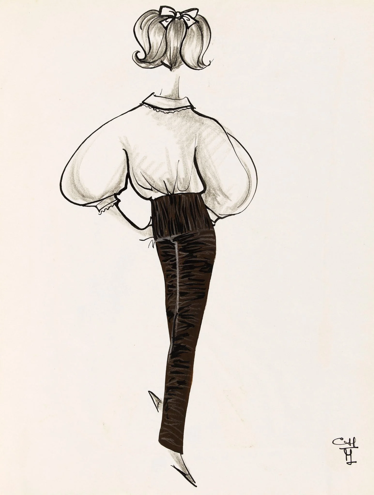 Pantalon marron à large ceinture, by Marie-Louise Carven, 1963