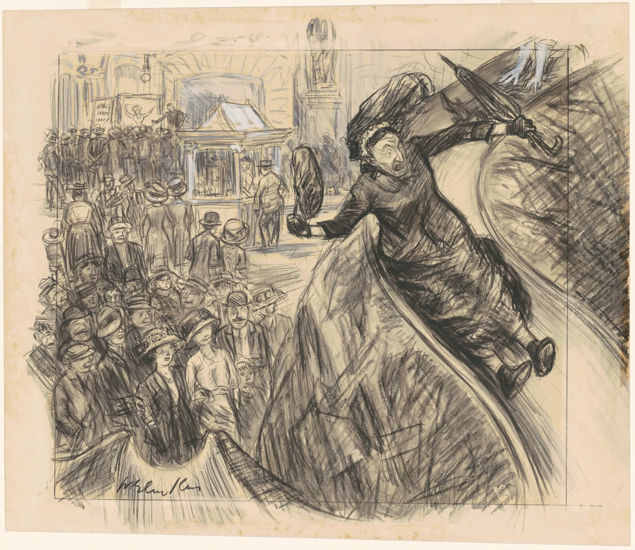 I Went Down that There Slide Faster than the Empire State Express, by William Glackens, gouache, 1912