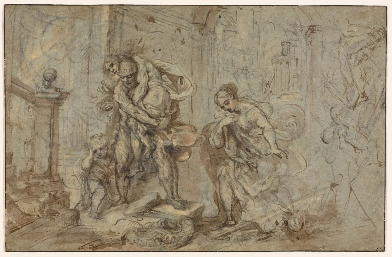Aeneas Saving Anchises at the Fall of Troy, by Federico Barocci, 1588