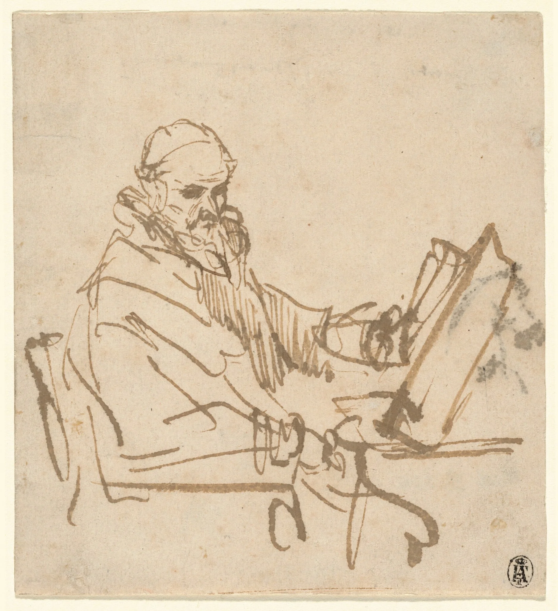 Jan Cornelisz Sylvius, the Preacher, by Rembrandt, ink, 1644