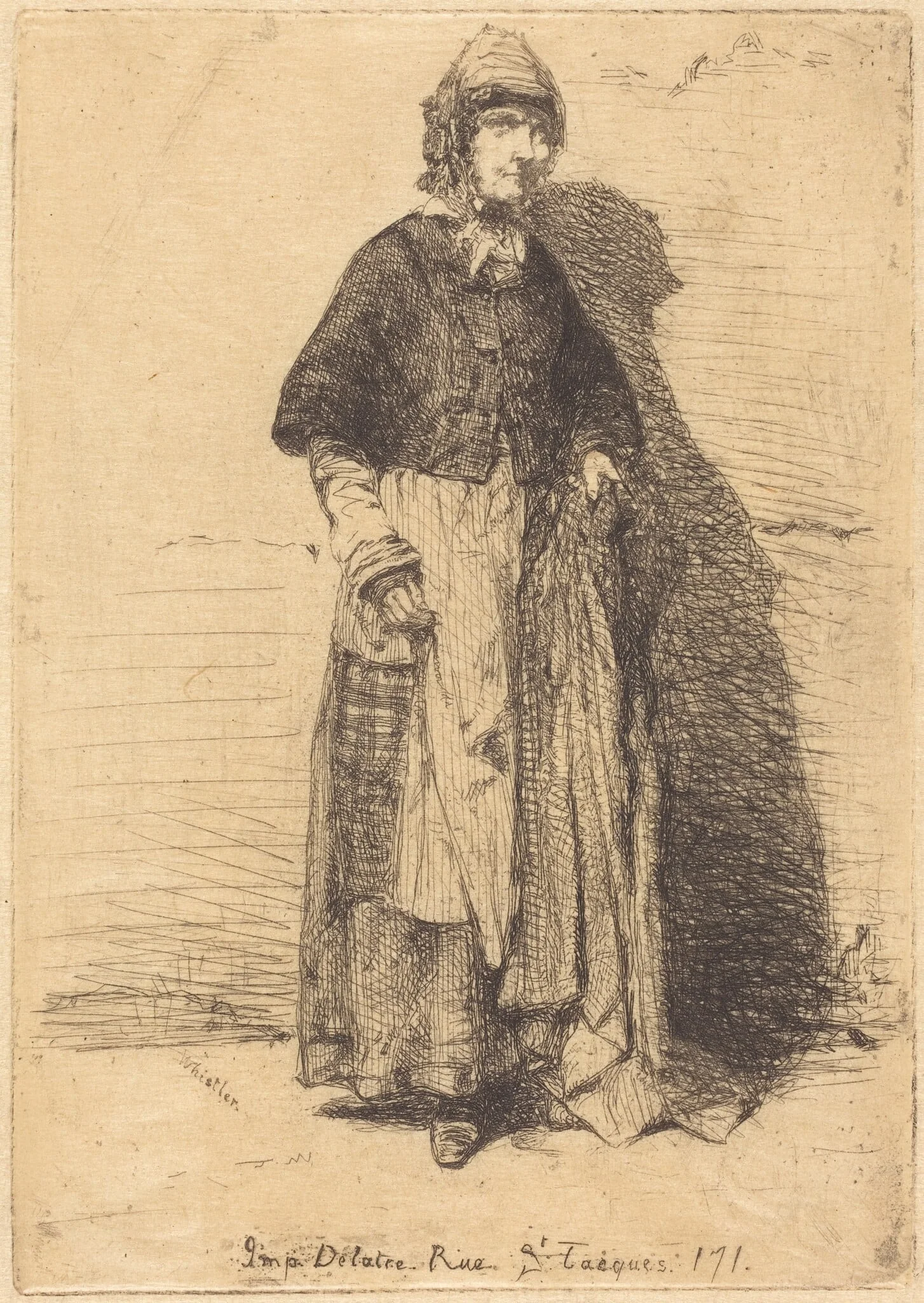 La Mère Gérard, by James McNeill Whistler, ink, 1858