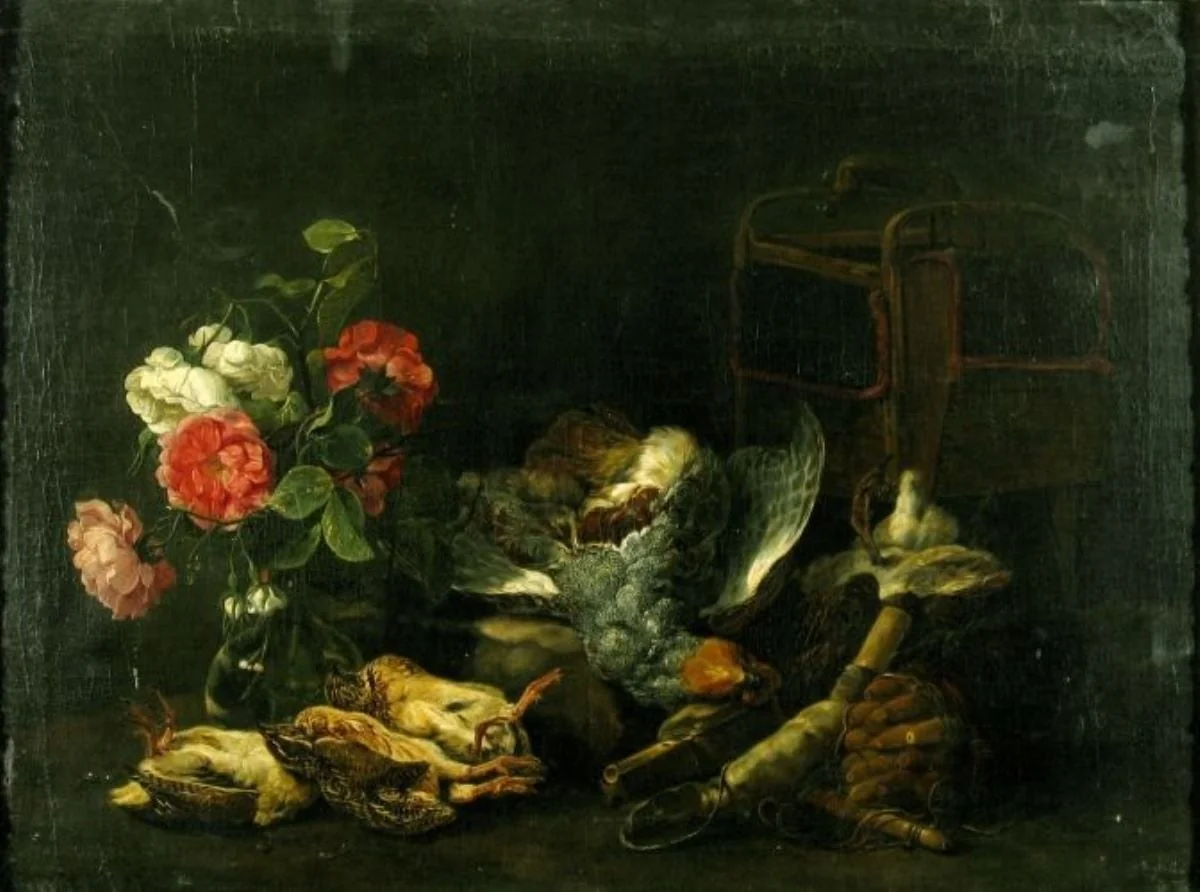 Natură moartă cu vânat și flori (în registrul inventar: „Natură moartă și unelte de vânat”), by Jan Fyt, unspecified, 1652