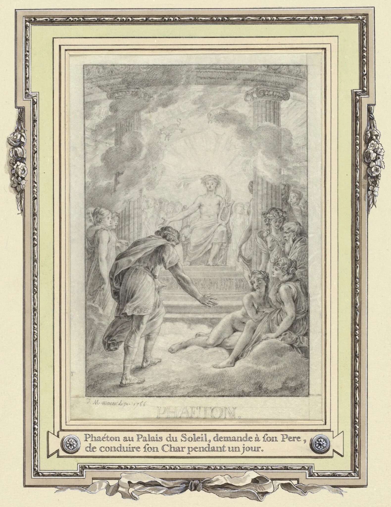 Phaeton au Palais du Soleil ..., by Jean-Michel the Younger Moreau, graphite, 1766