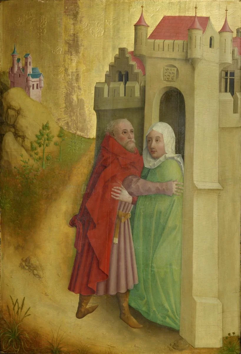 Begegnung von Joachim und Anna an der Goldenen Pforte, by Master of the Darmstadt Passion, unspecified, 1460