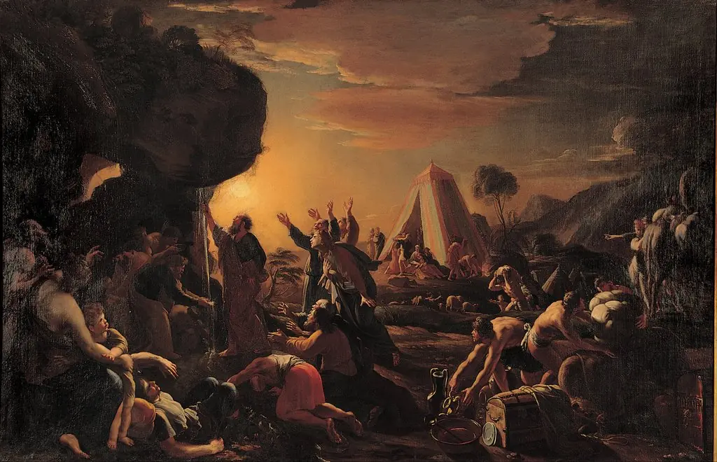 Moses draws water from the Rock