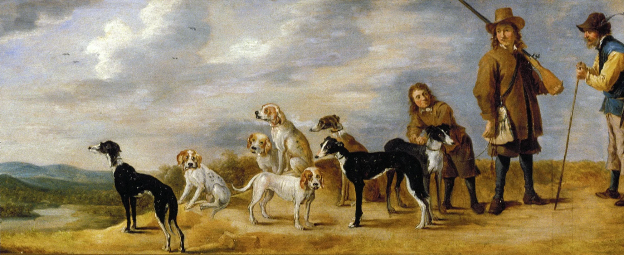 A Hunter with Eight Hounds, by David Teniers the Younger, unspecified, 1660