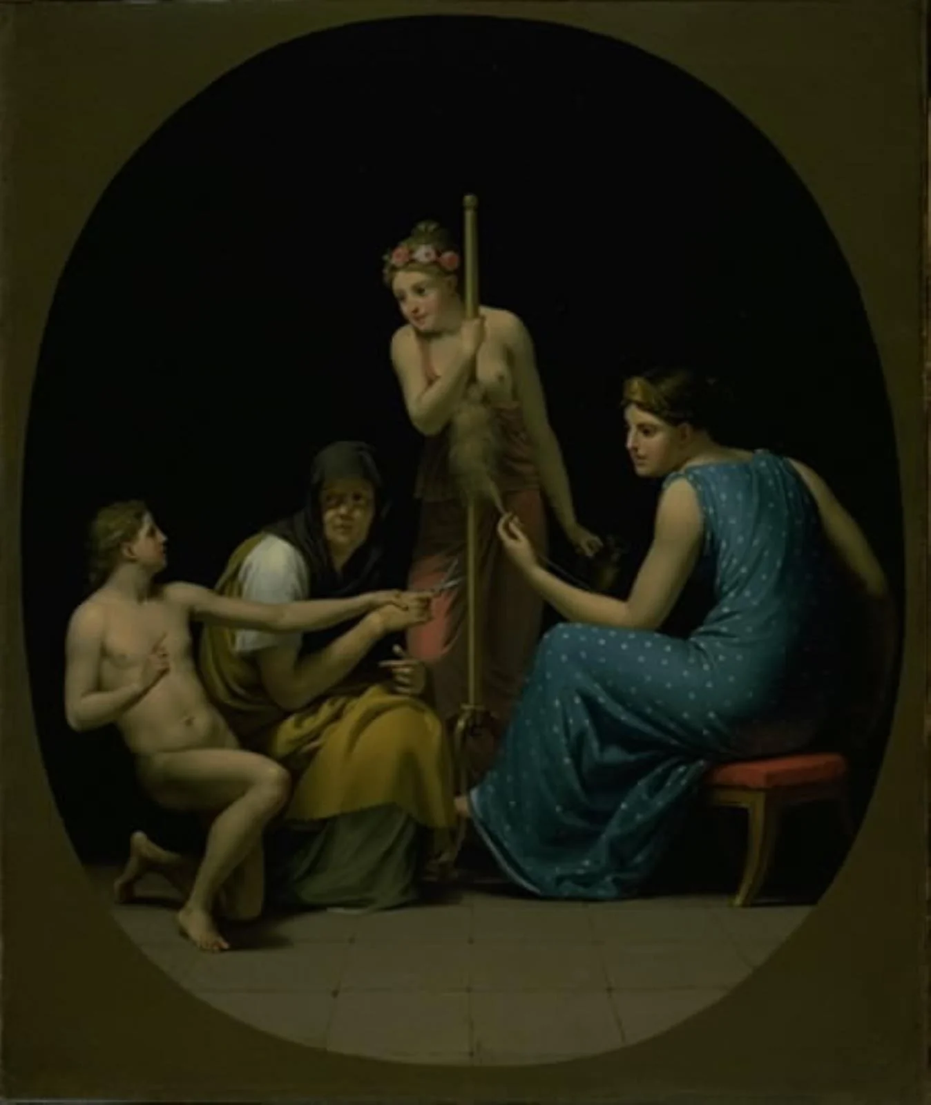 The Parcae: Clotho, Lachesis and Atropos Spinning the Thread of Life, by Christoffer Wilhelm Eckersberg, oil, 1808