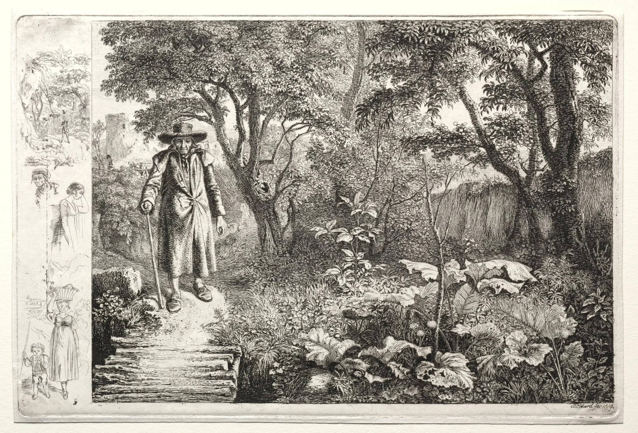 Old Man Before the Log Bridge, by Johann Christoph Erhard, 1819