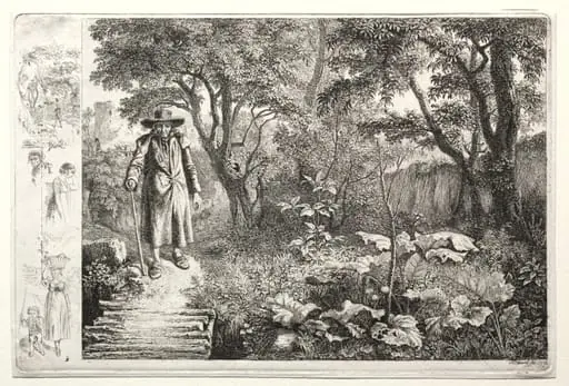Old Man Before the Log Bridge