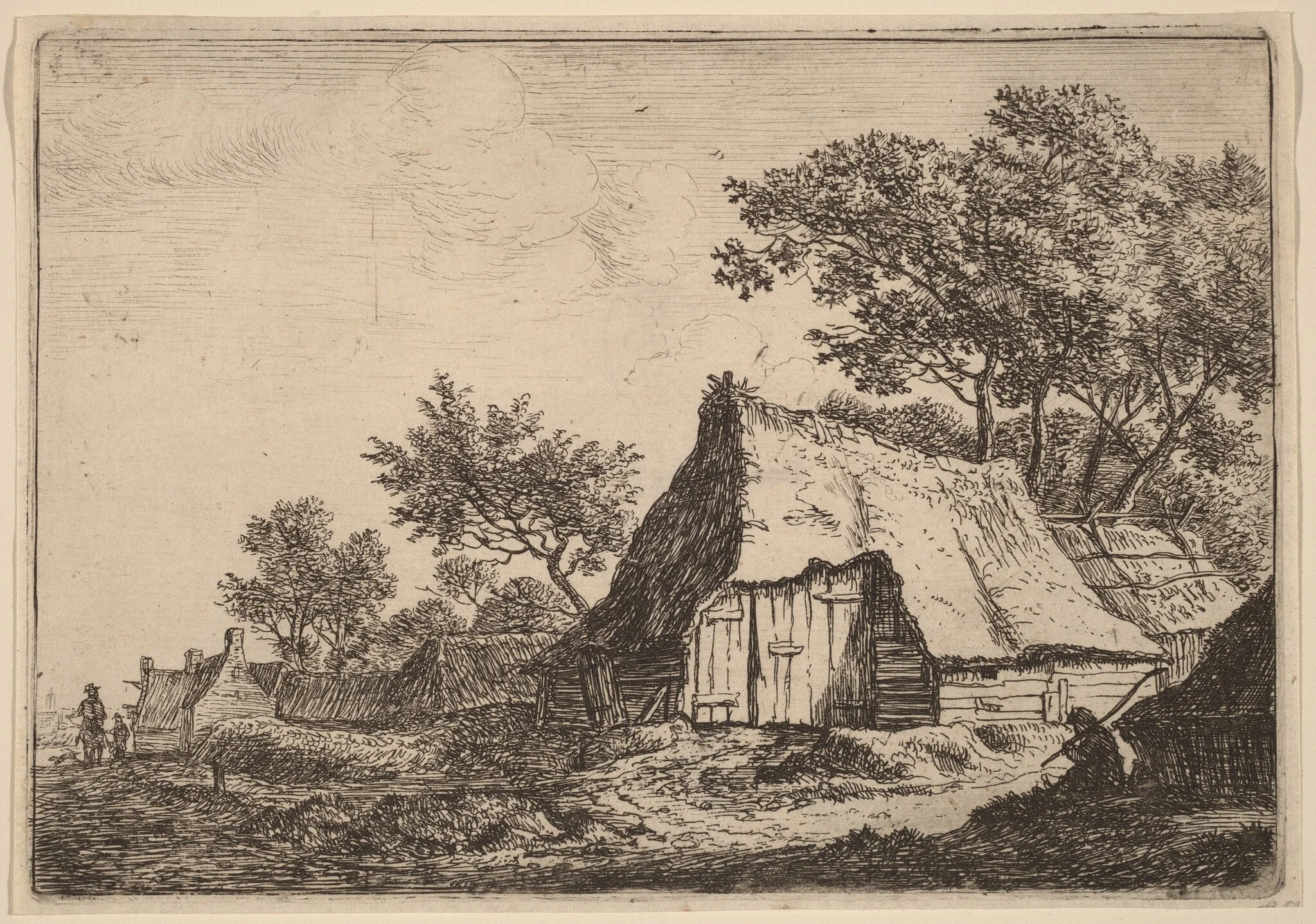 The Small Hamlet, by Antonie Waterloo, ink, 1650