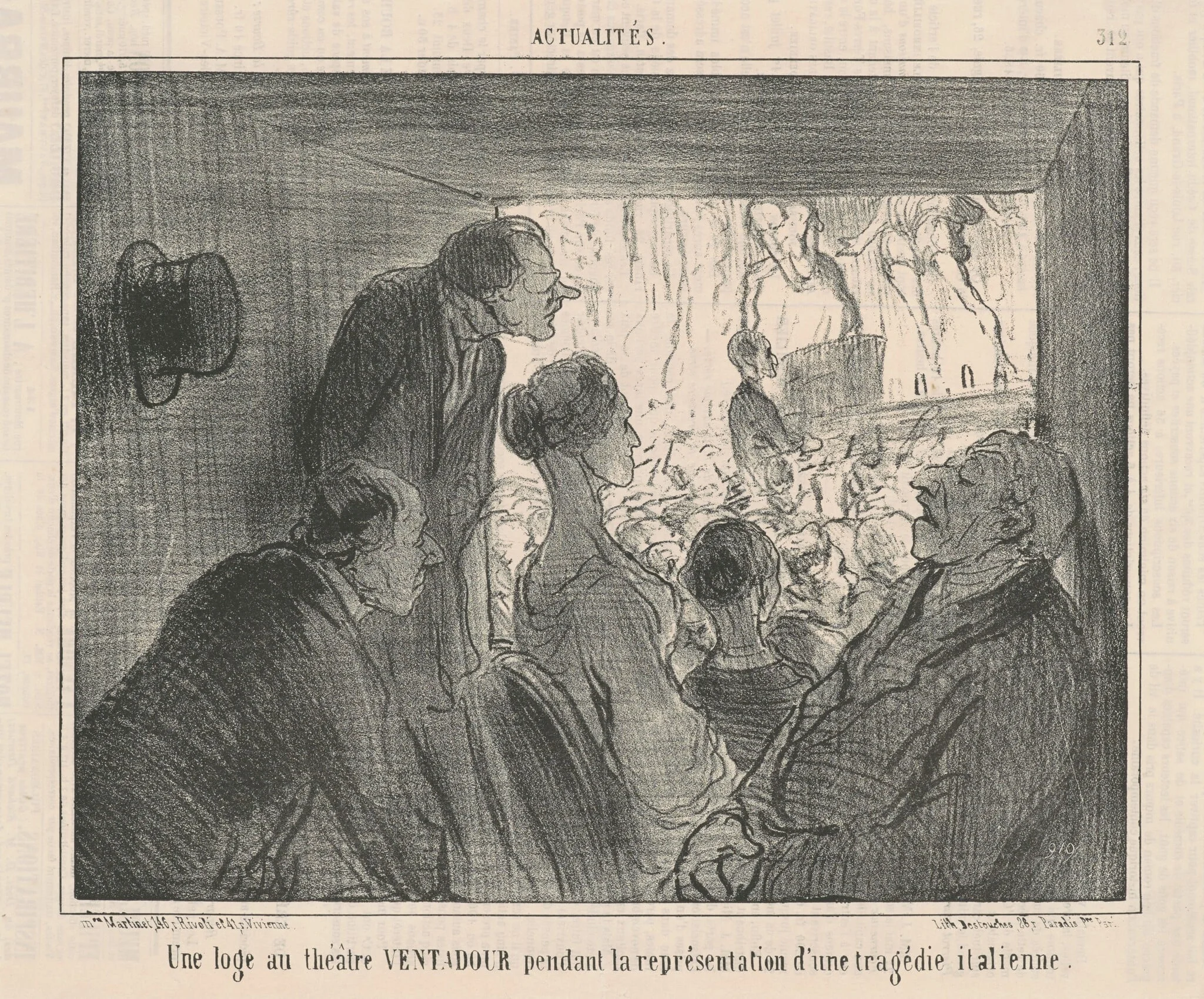 Un loge au théâtre VENTADOUR..., by Honoré Daumier, ink, 1856
