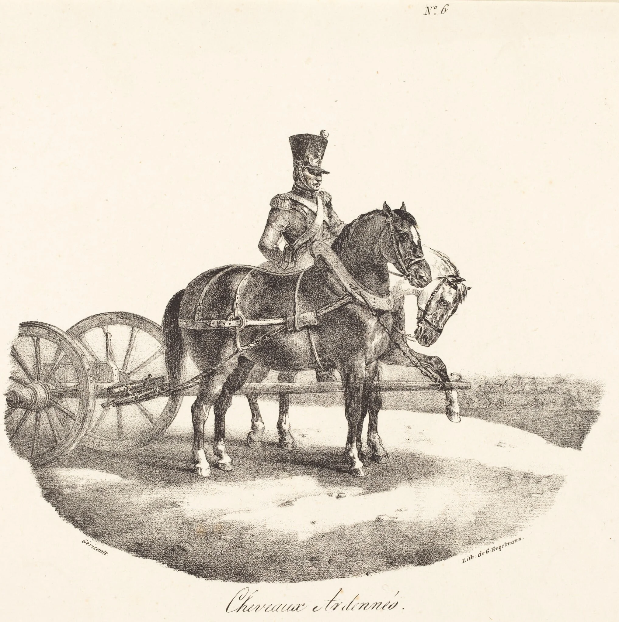 Cheveaux des Ardennes, by Théodore Géricault, ink, 1822