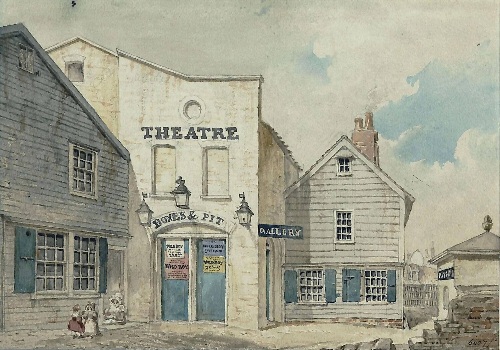 Exterior of London Bridge Theatre, by Kennedy, watercolor, 1806