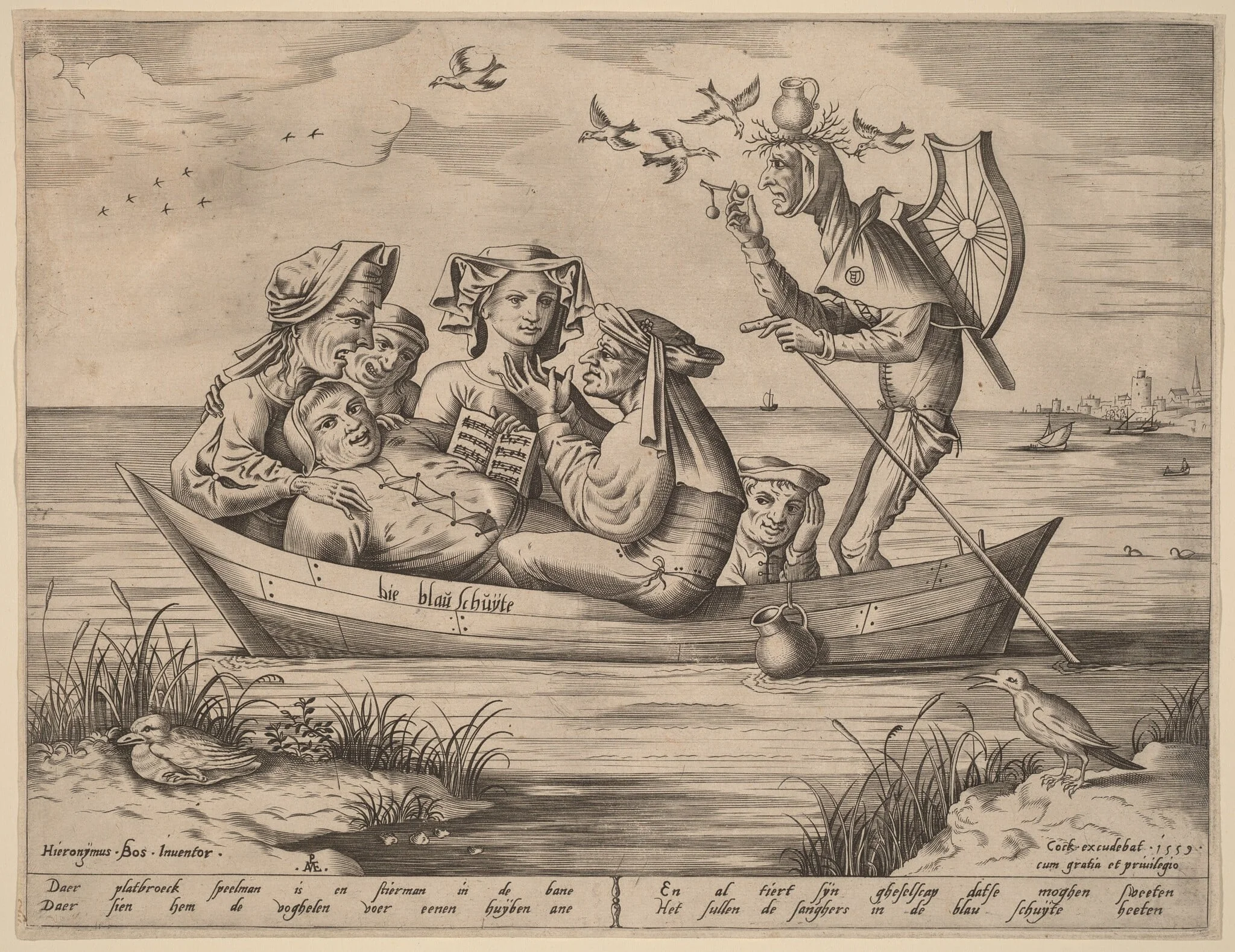 Die Blau Schuyte (The Blue Boat), by Pieter van der Heyden, ink, 1559
