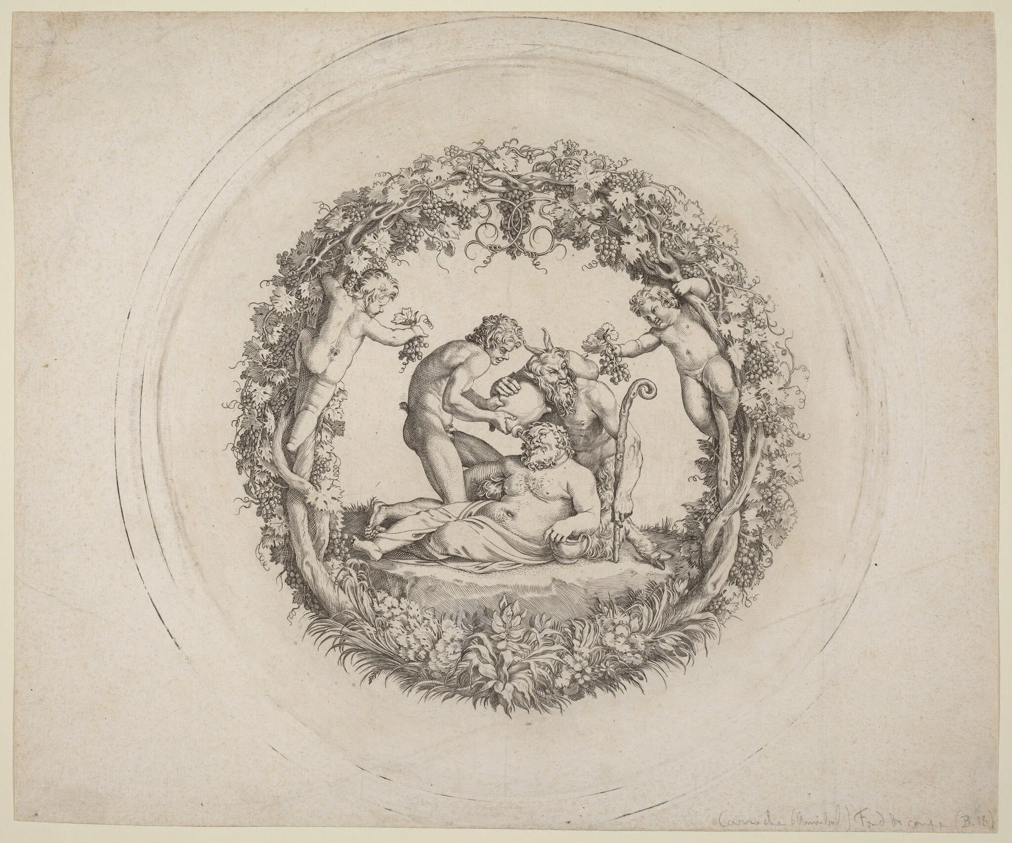 The Drunken Silenus ("The Tazza Farnese"), by Annibale Carracci, ink, 1598