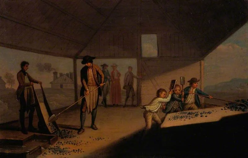 Lead Processing at Leadhills: Pounding the Ore, by David Allan, oil, 1780