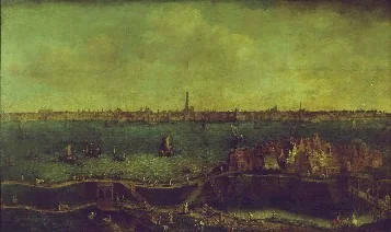 View of Antwerp, by Jan Baptist Bonnecroy, oil, 1650
