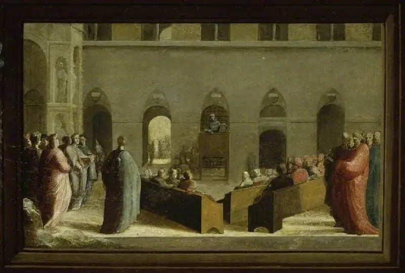 San Bernardino preaching in the Campo, Siena
