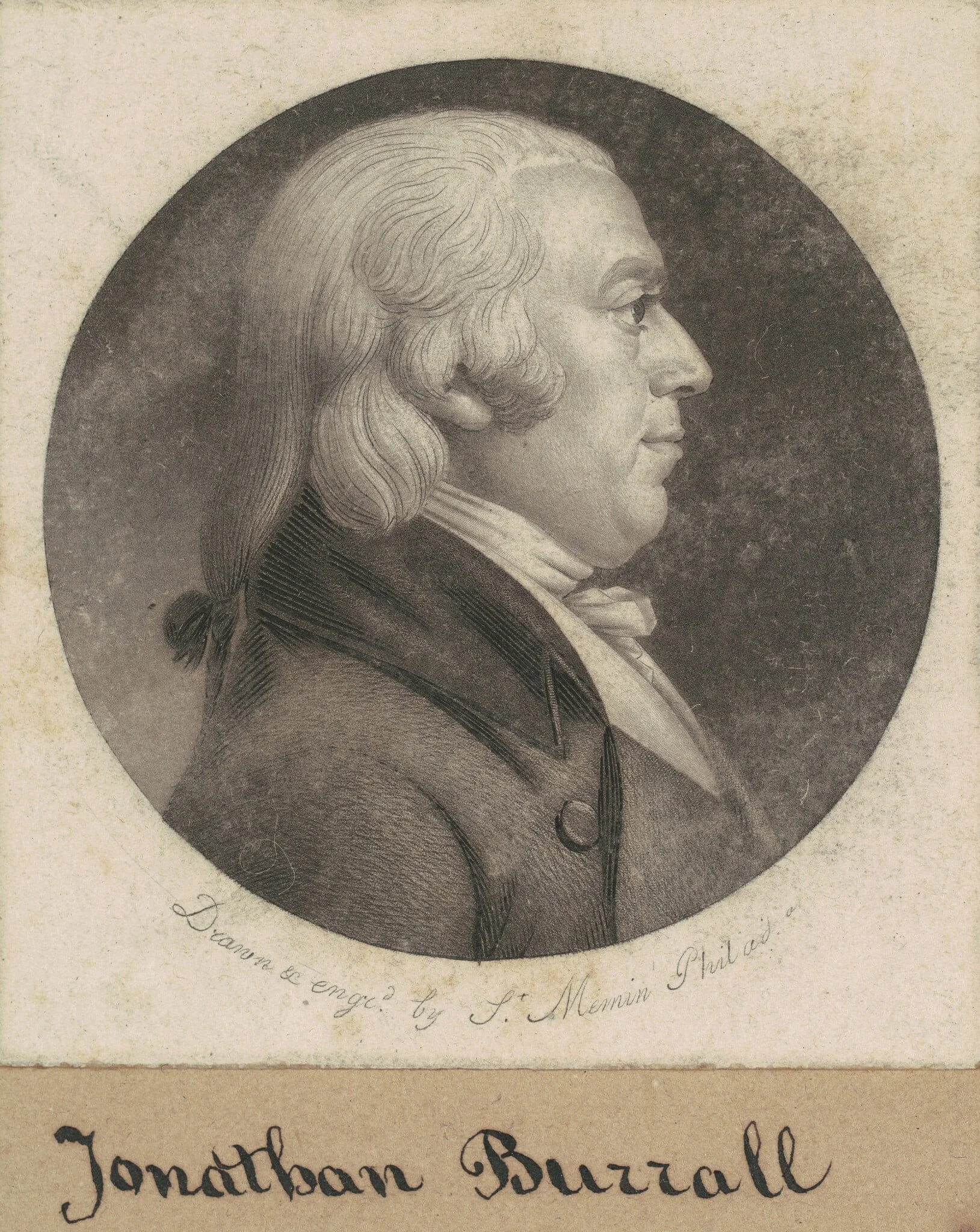 Jonathan Burrall, by Charles Balthazar Julien Févret de Saint-Mémin, ink, 1800