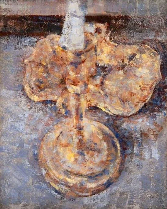 Still Life, a Candlestick and a Salver, by John Quinton Pringle, oil, 1923
