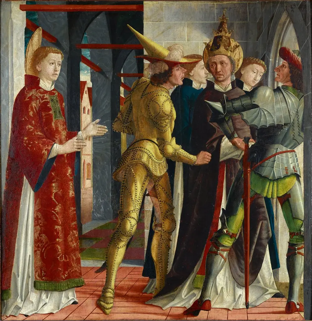 Pope Sixtus II. bids farewell to St. Lawrence