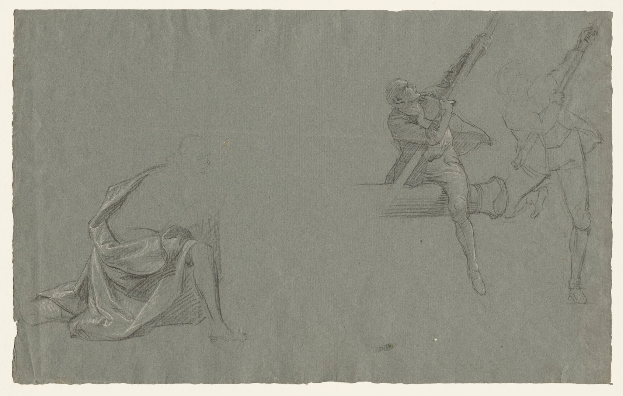 Drapery Study; Two Figures Pulling a Pole, by John Singleton Copley, 1786