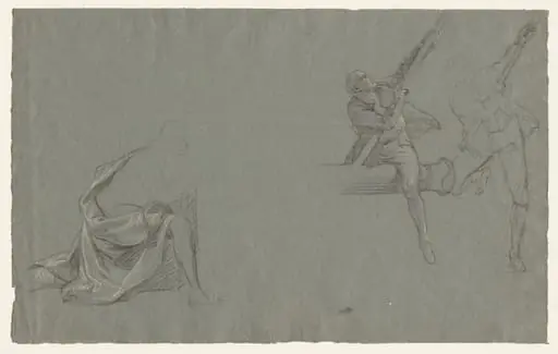 Drapery Study; Two Figures Pulling a Pole