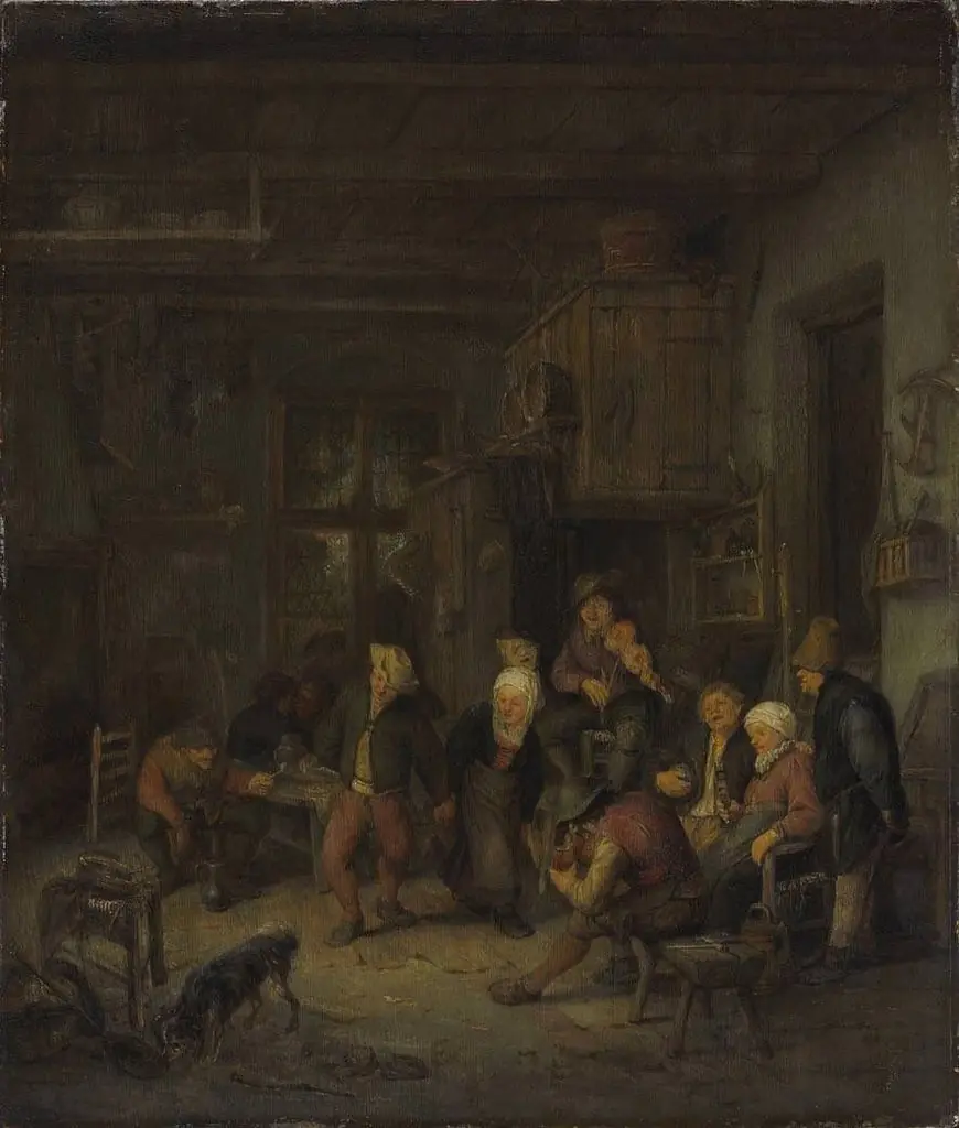Peasants Drinking and Dancing at an Inn