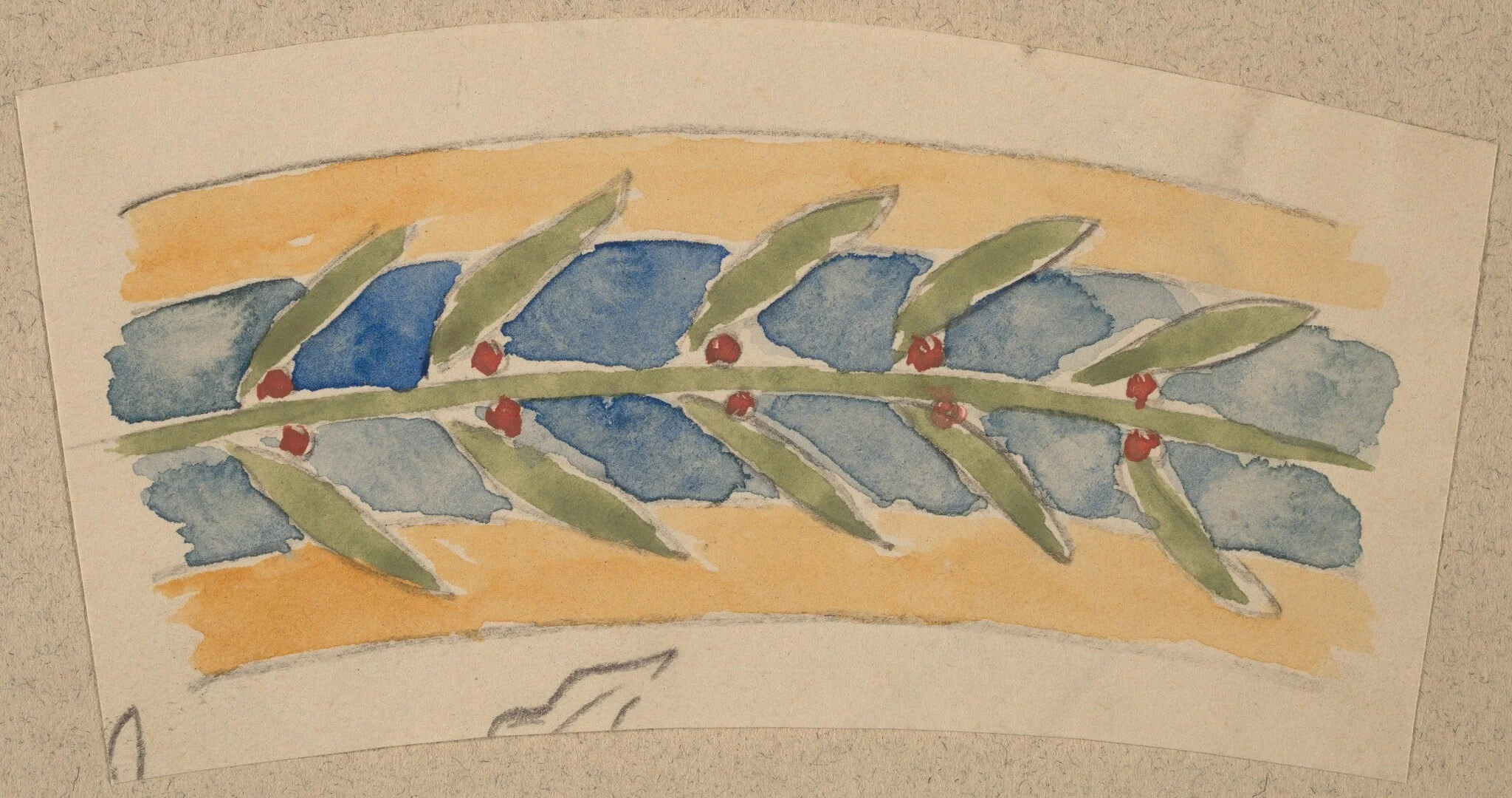 Study for a Border Design, by Charles Sprague Pearce, gouache, 1894