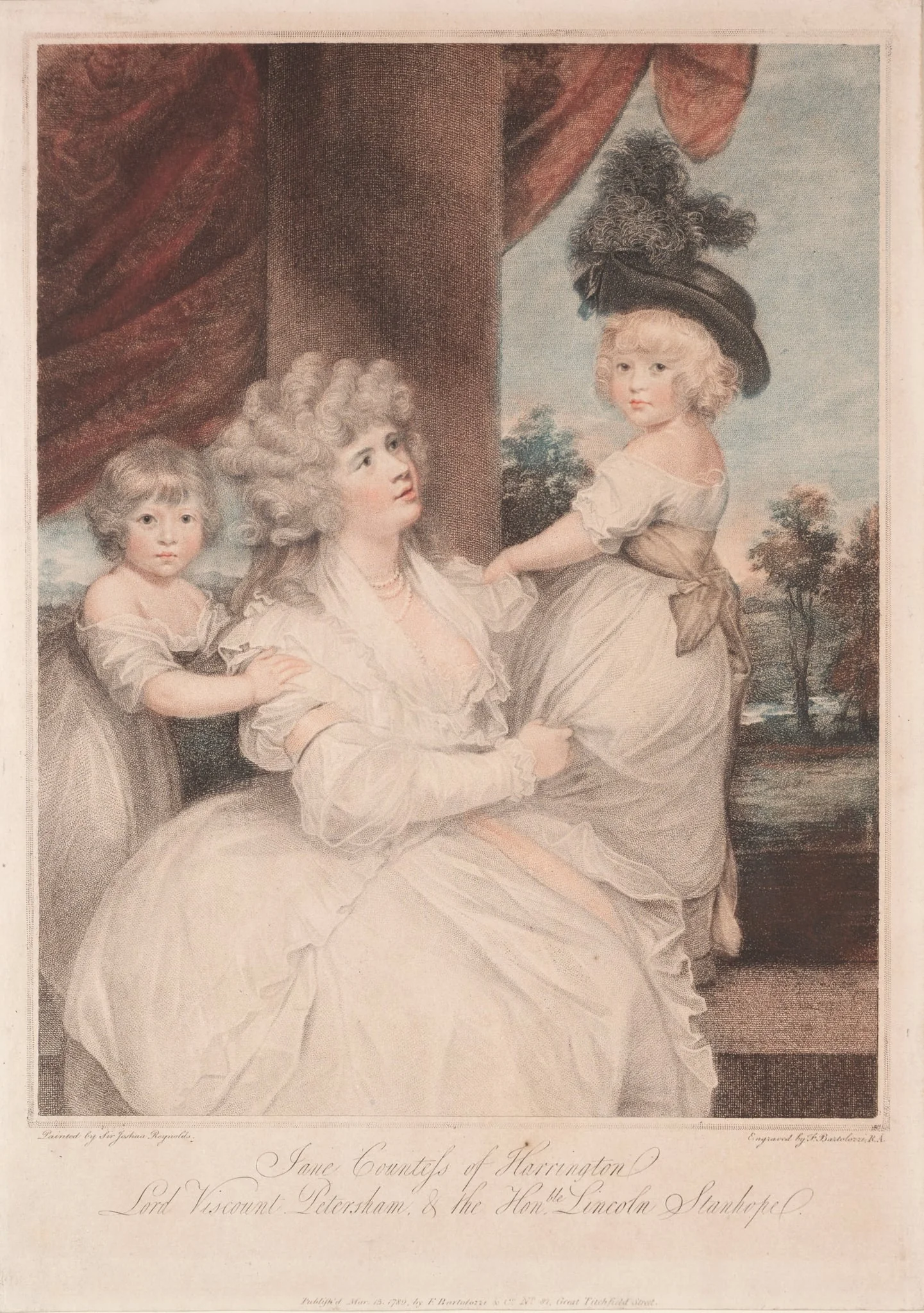 Jane, Countess of Harrington and Her Children, by Francesco Bartolozzi, 1789