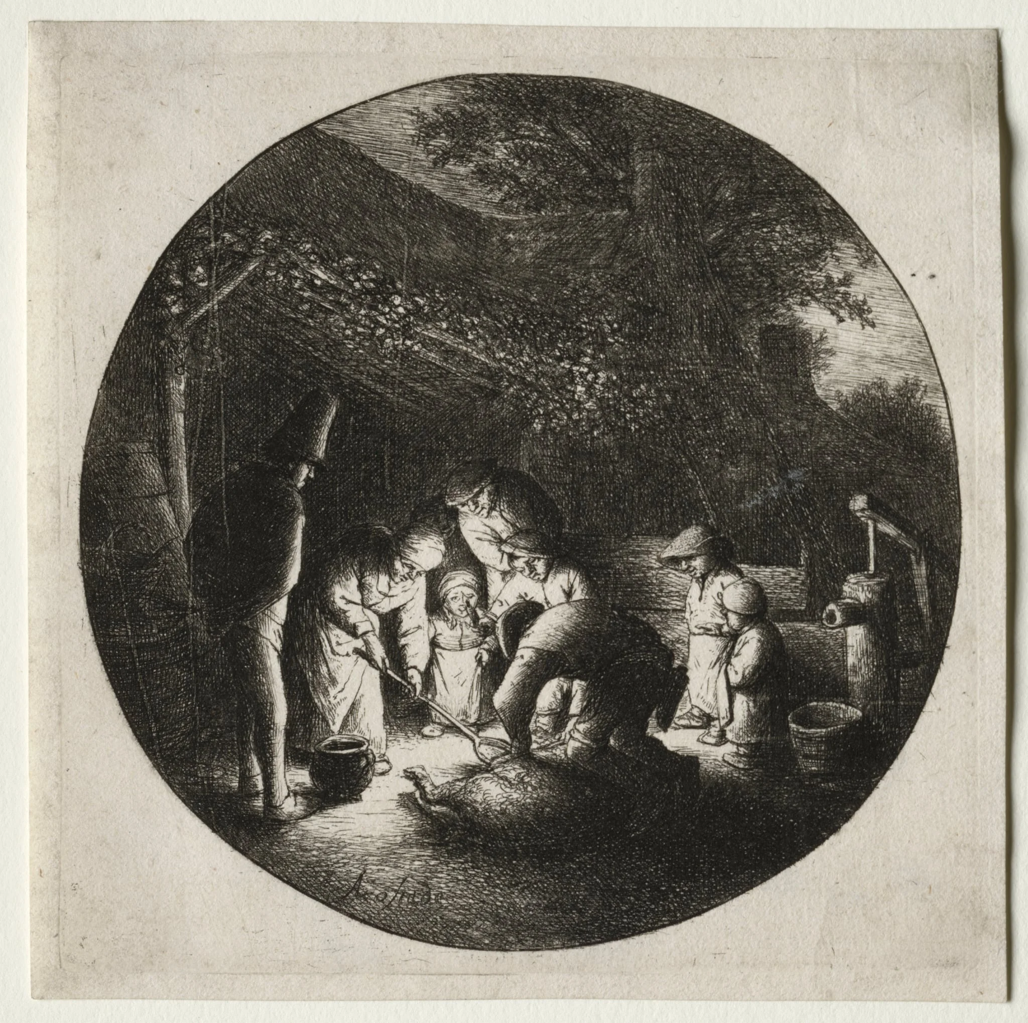The Pigkillers, by Adriaen van Ostade, 1652
