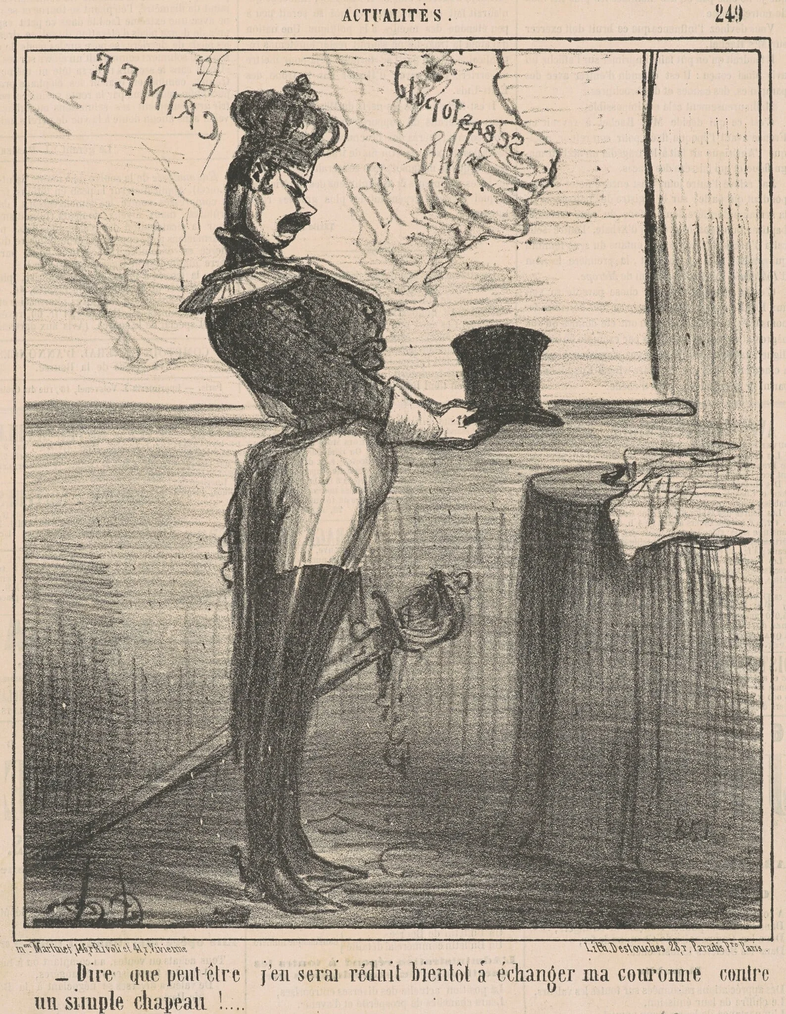 Dire que peut-être j'en serai réduit ..., by Honoré Daumier, ink, 1855