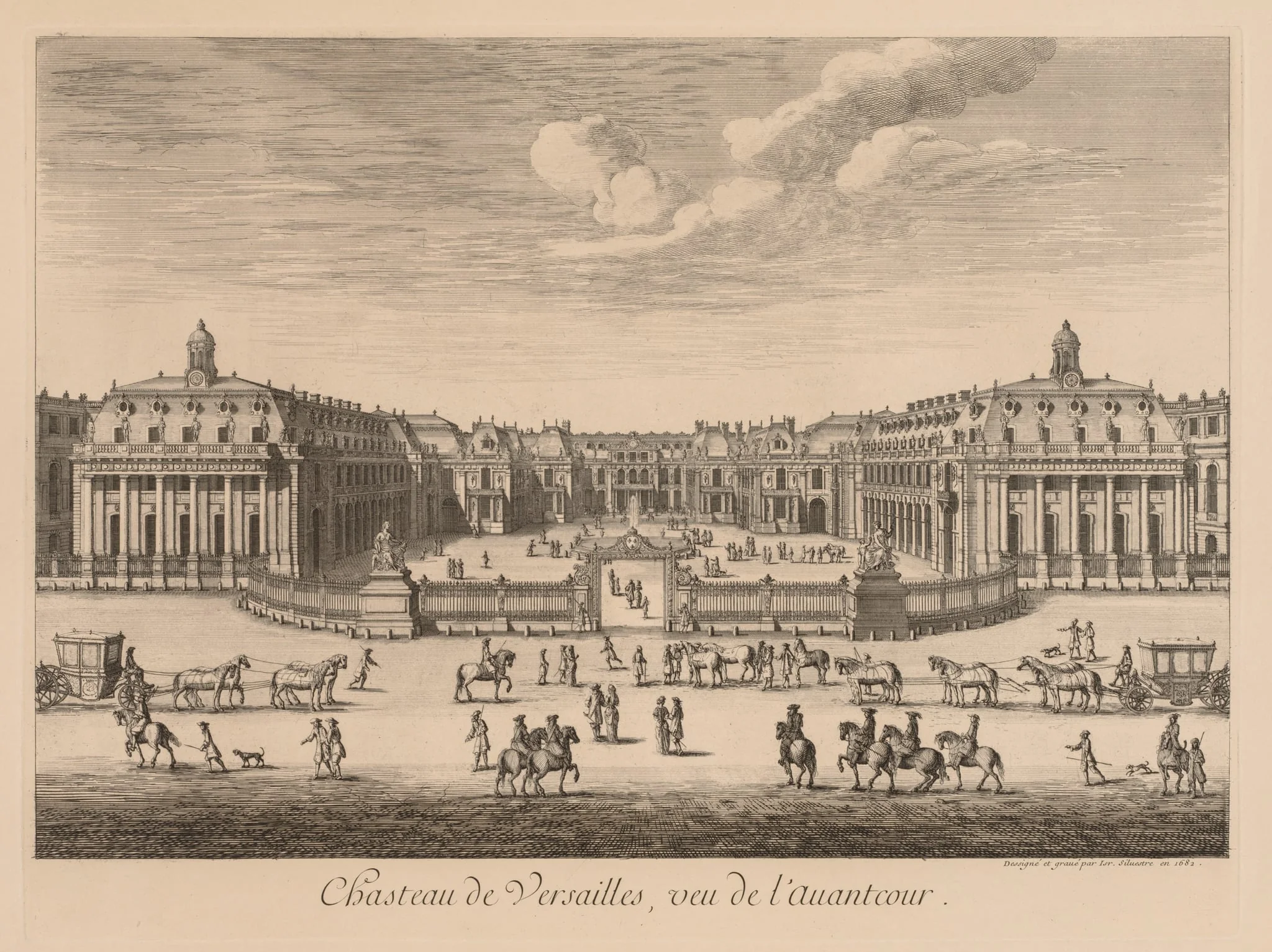 Vue du Château de Versailles, vu de l'avant-cour, by Israël Silvestre, 1682