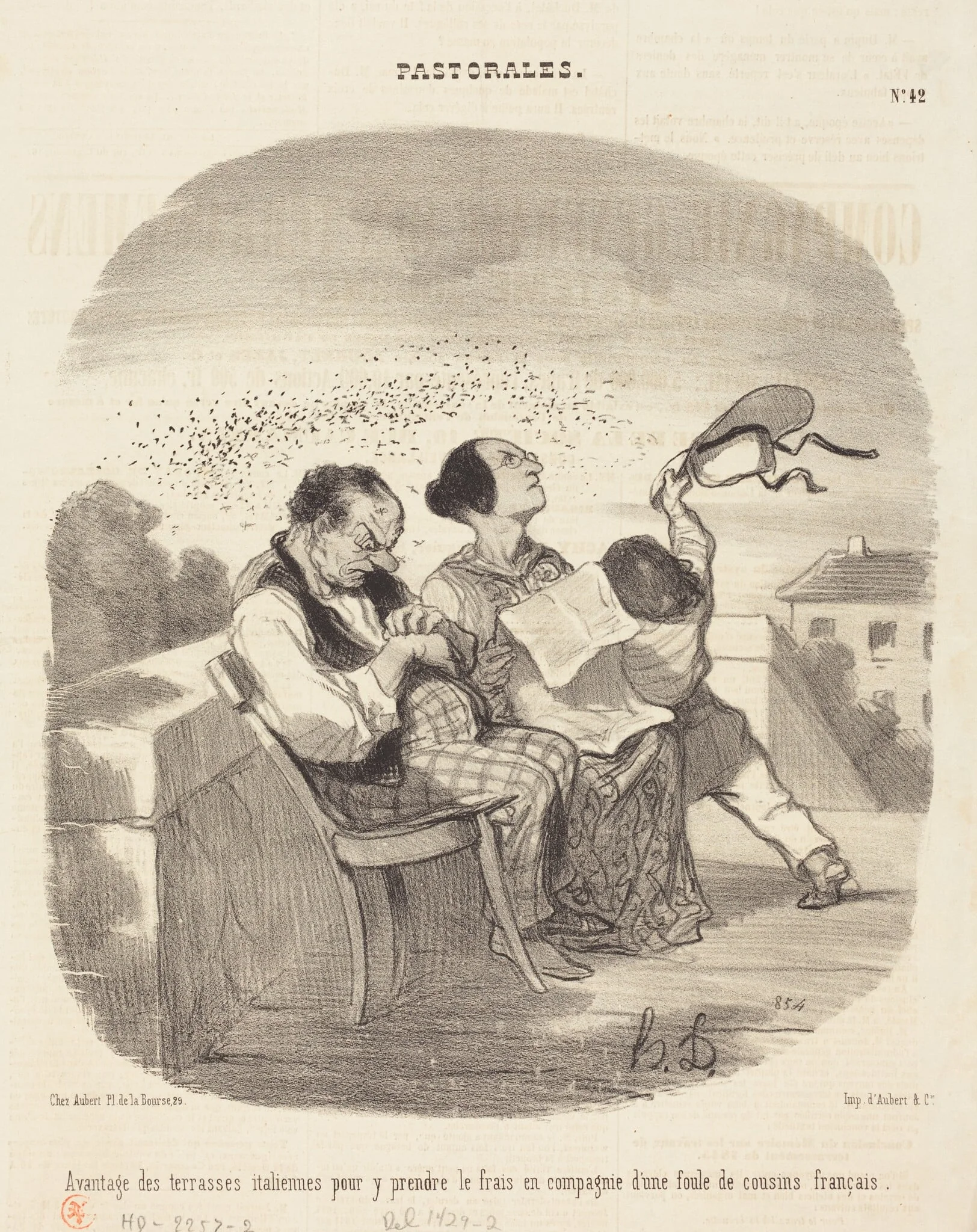 Avantages des terrasses italiennes..., by Honoré Daumier, ink, 1846