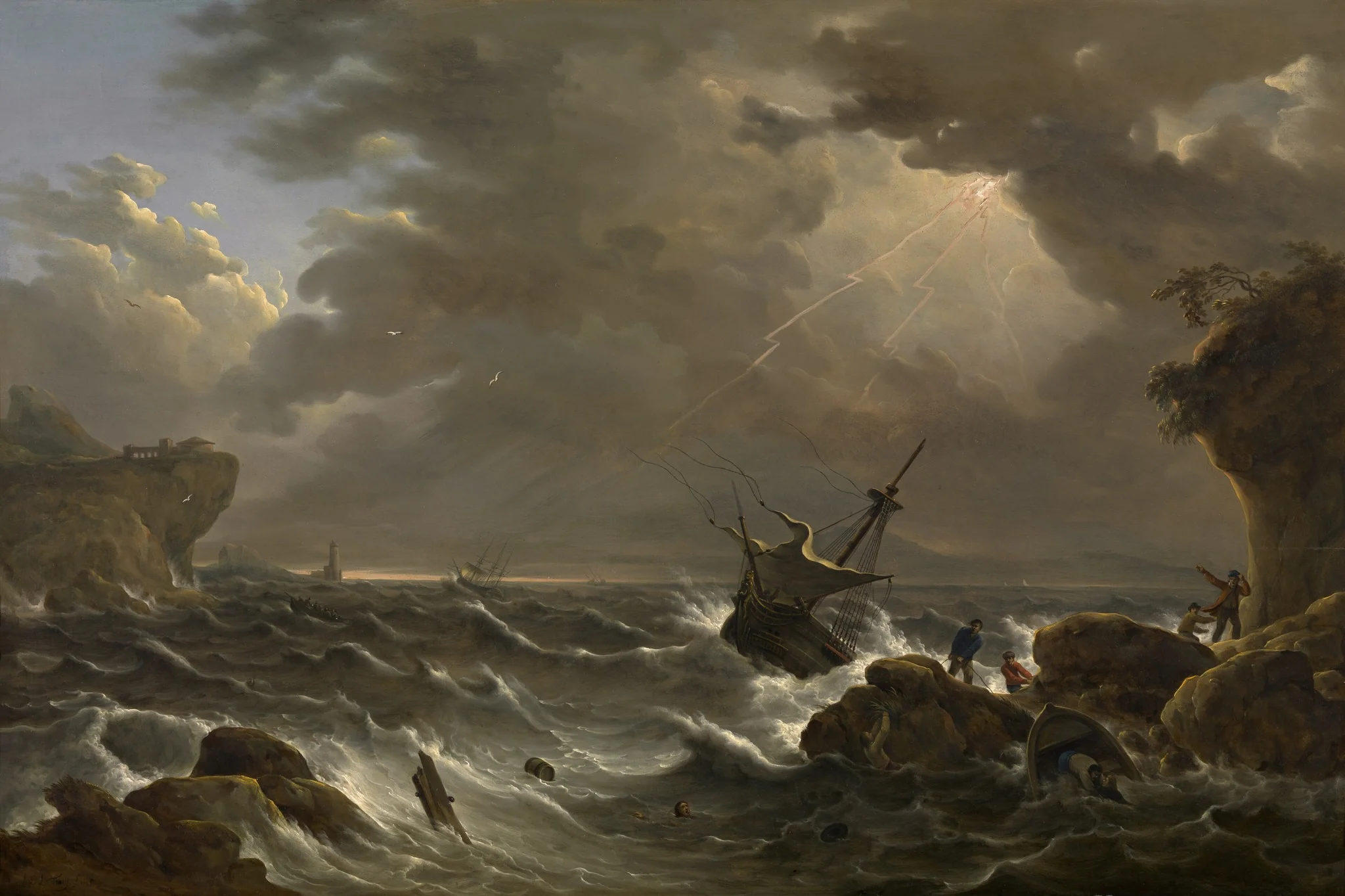Storm at Sea, by Jean-Baptiste Tency, oil, 1788