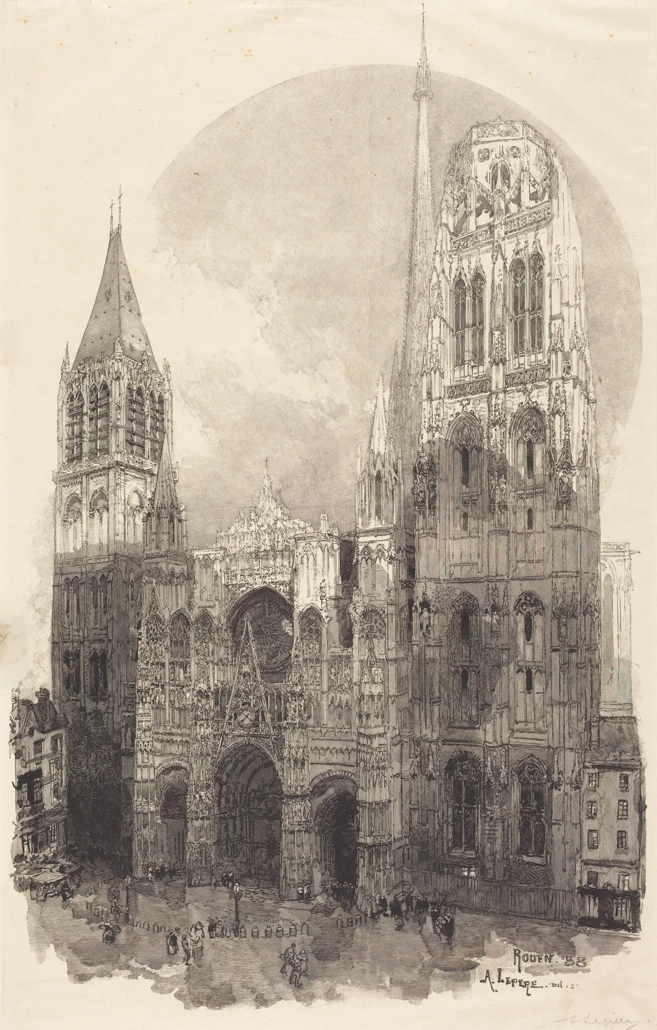 Rouen Cathedral (La Cathedral de Rouen), by Auguste Lepère, ink, 1888