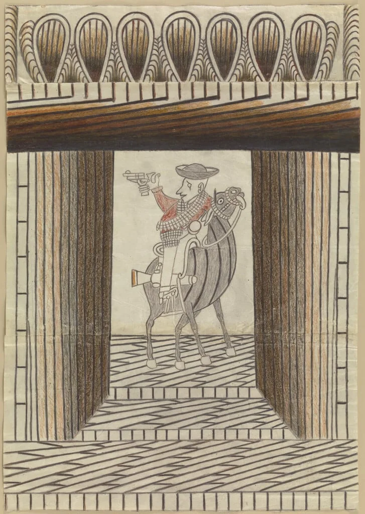 Untitled, by Martín Ramírez, graphite, 1939