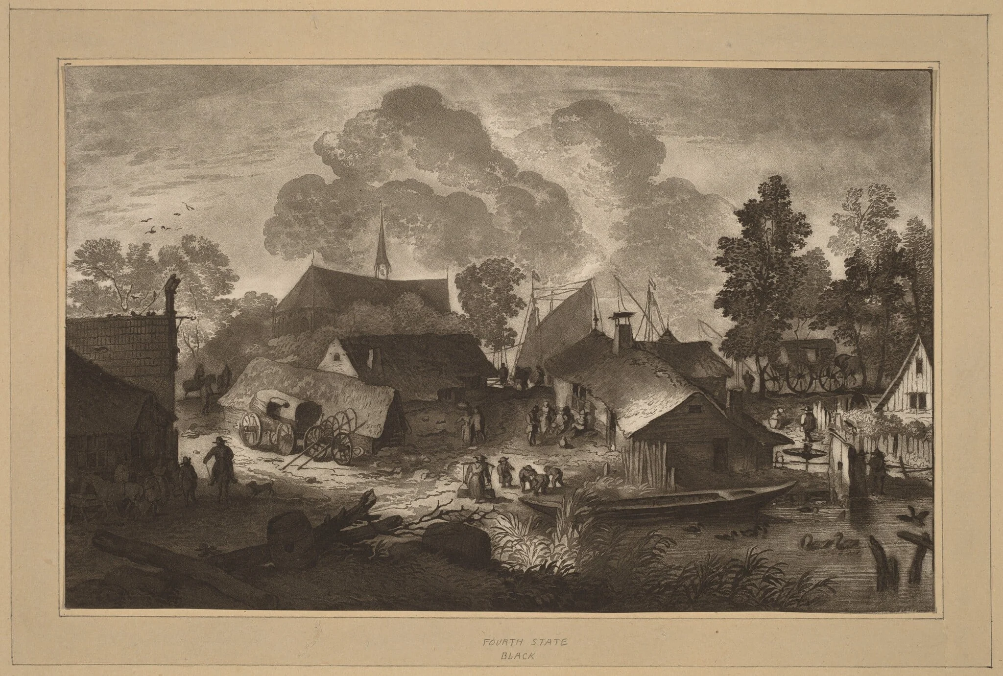 Village with Pond, by Jacobus Buys, ink, 1782