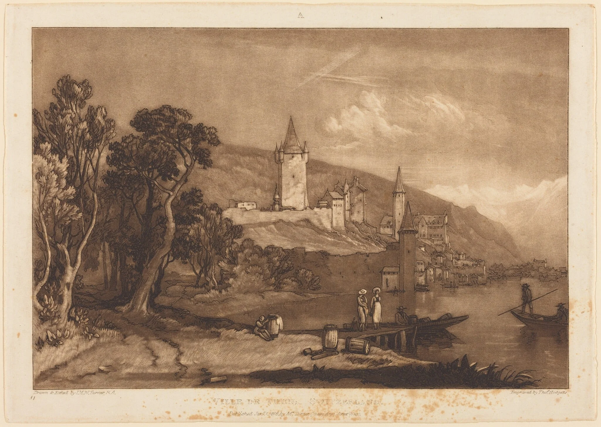 Ville de Thun, by Joseph Mallord William Turner, ink, 1816