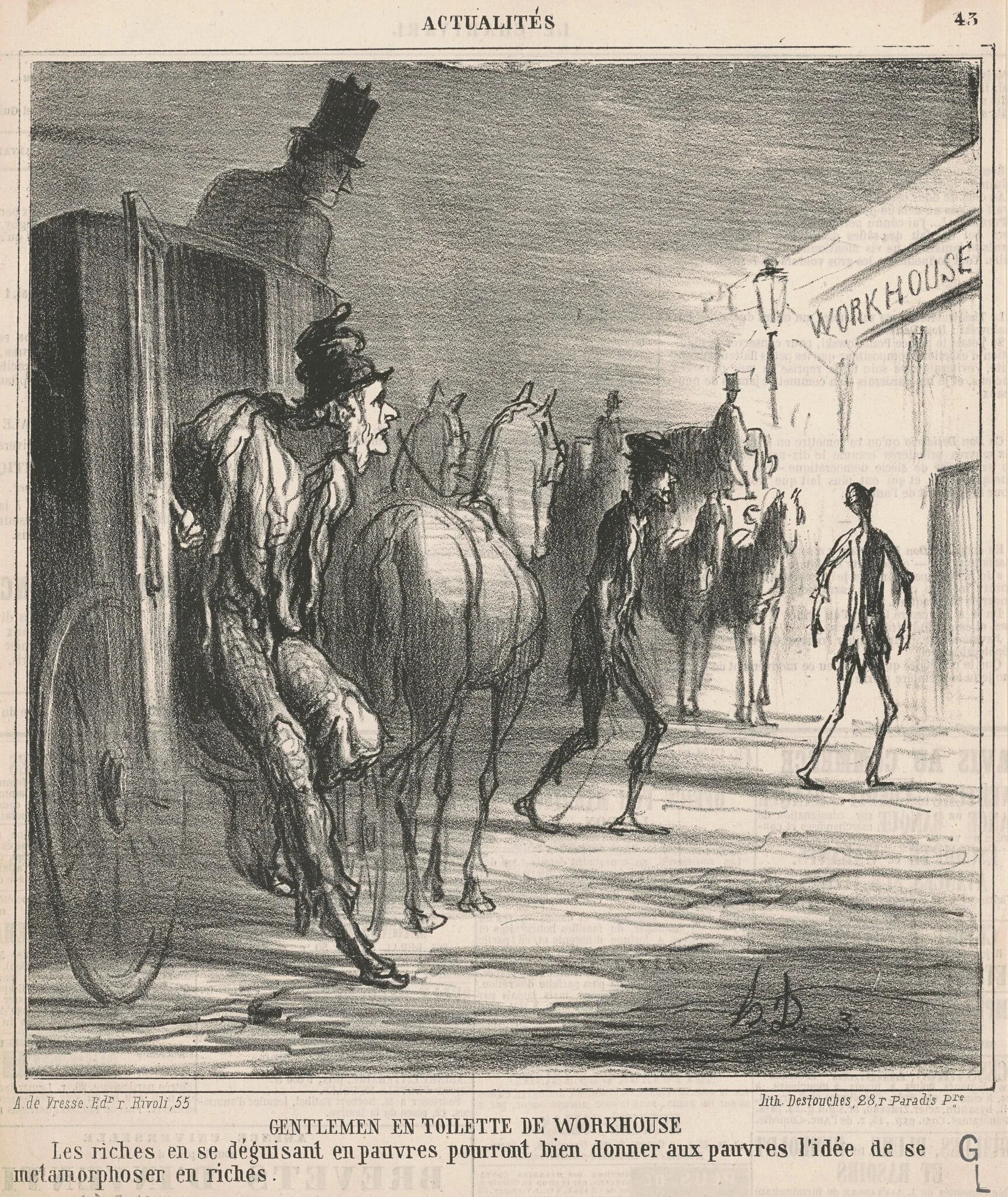Gentlemen en toilette de workhouse, by Honoré Daumier, ink, 1866