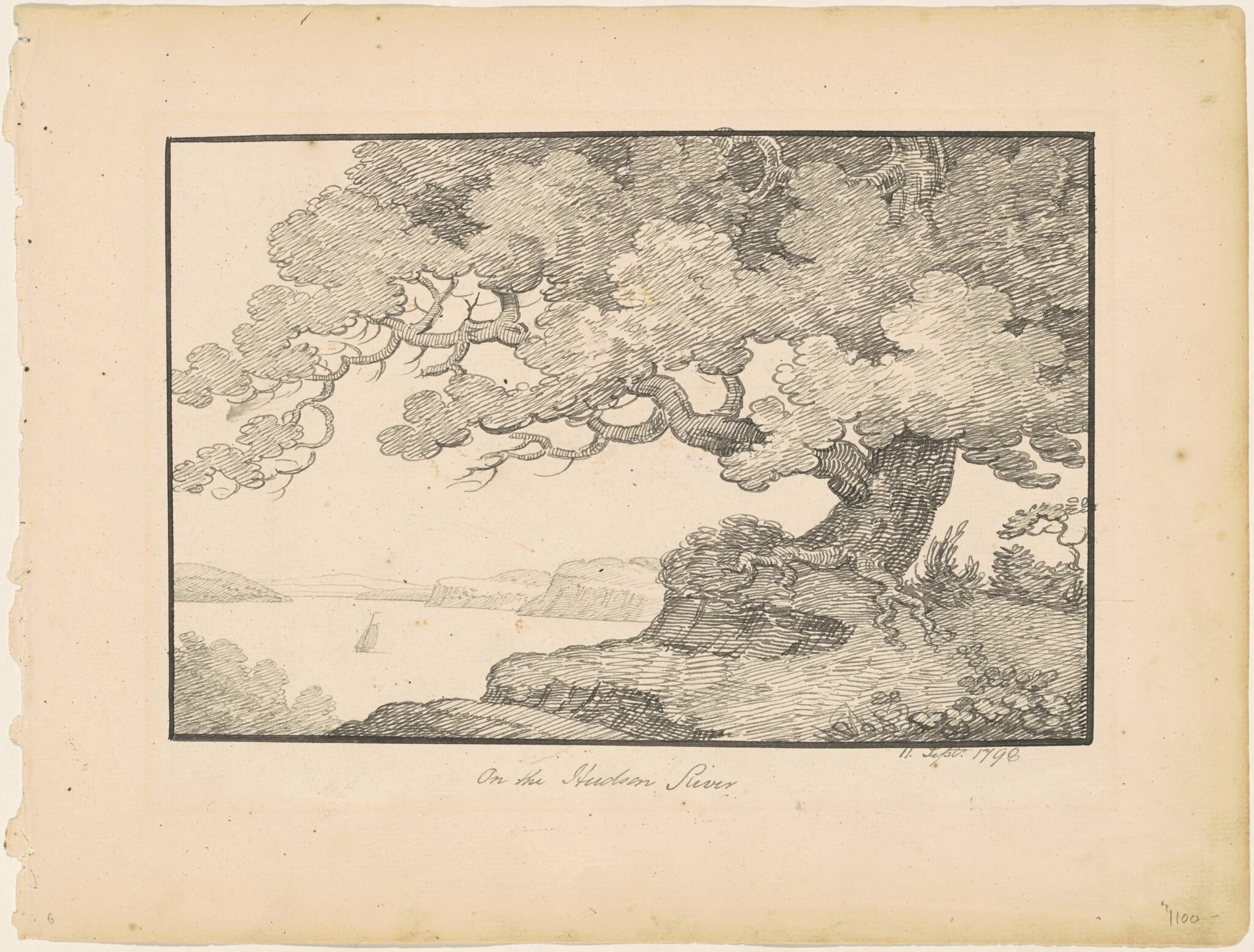 On the Hudson River, by Alexander Robertson, ink, 1798