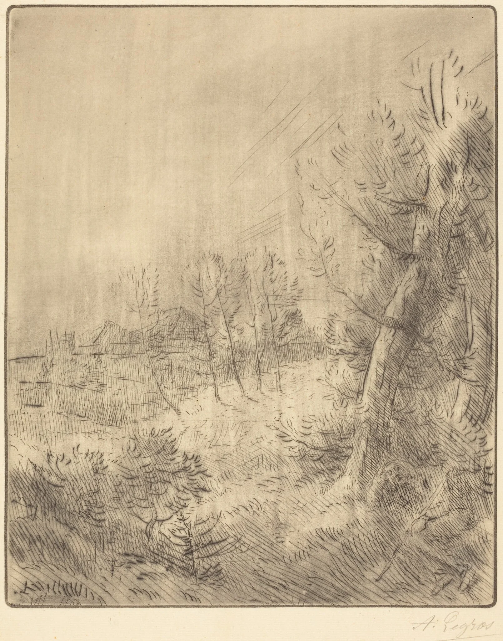 Old Village (Ville vieille), by Alphonse Legros, ink, 1874