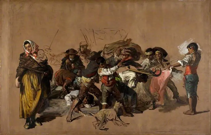 Spanish Boys Playing at Bull-fighting