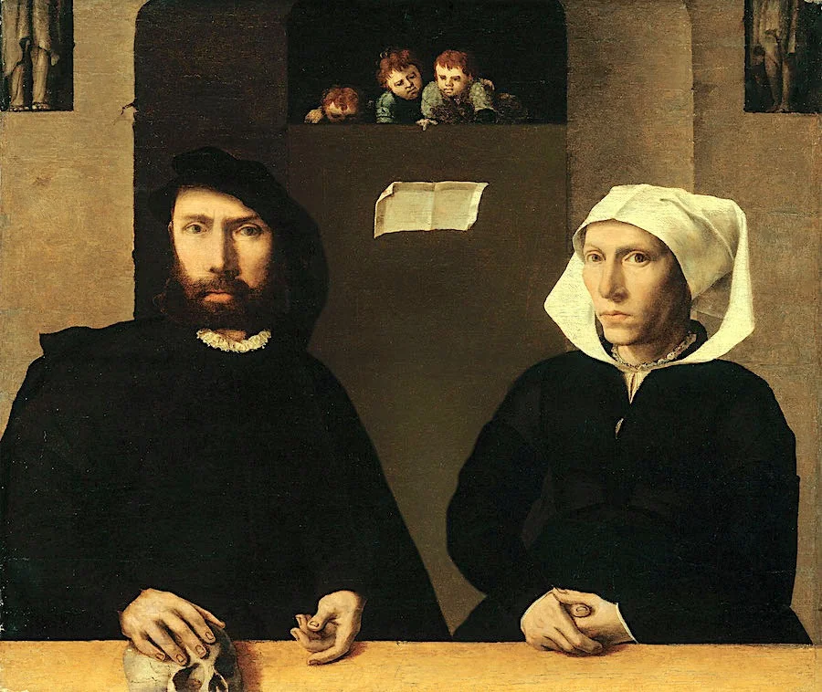 Possibly a portrait of Pieter Coecke van Aelst and his wife Mayken Verhulst and their children, by Unknown, oil, 1550