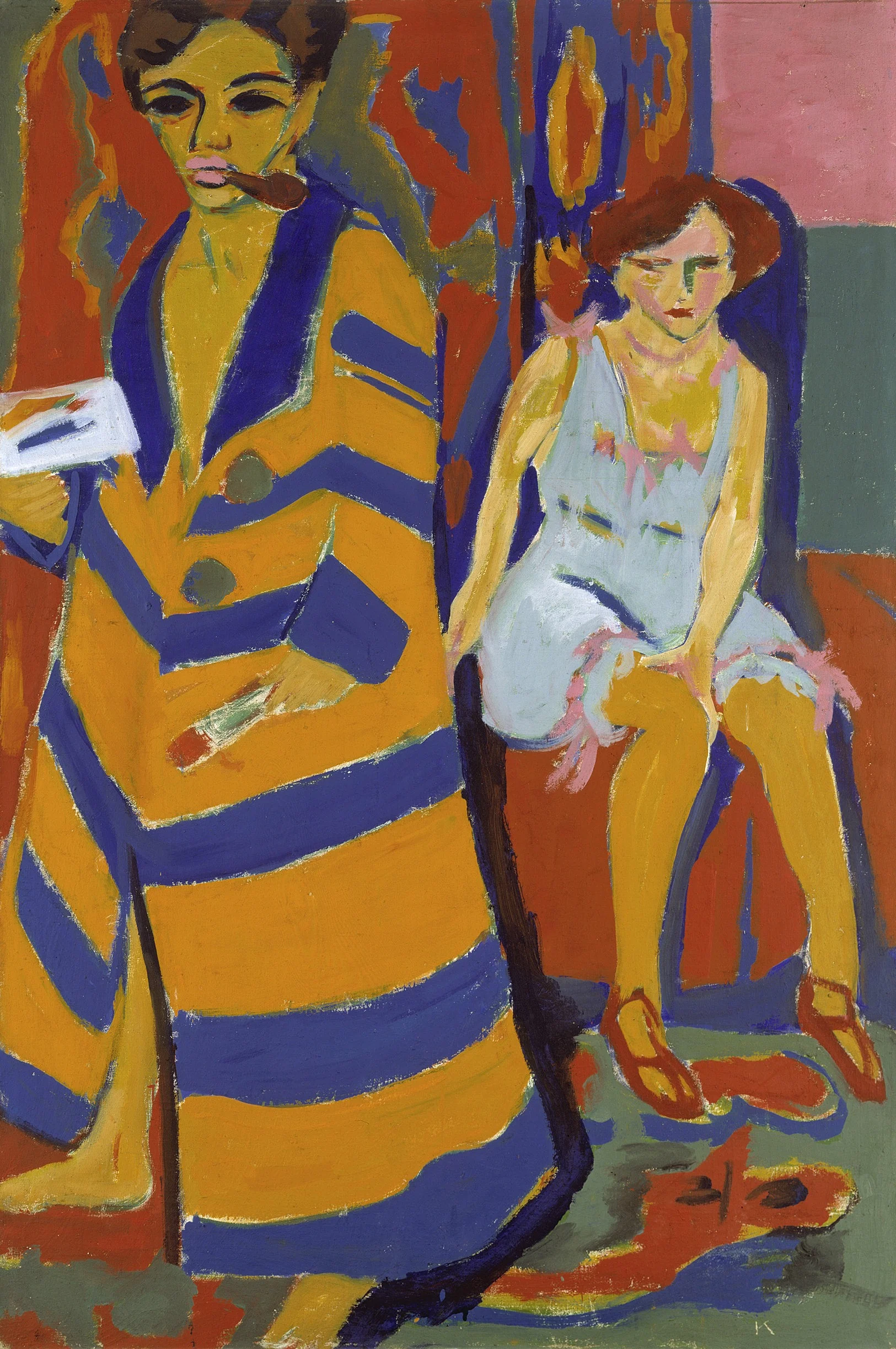 Painter and Model, by Ernst Ludwig Kirchner, oil, 1910