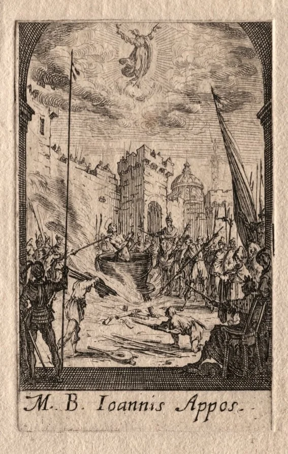 The Martyrdom of the Apostles:  St. John the Evangelist, by Jacques Callot, 1632