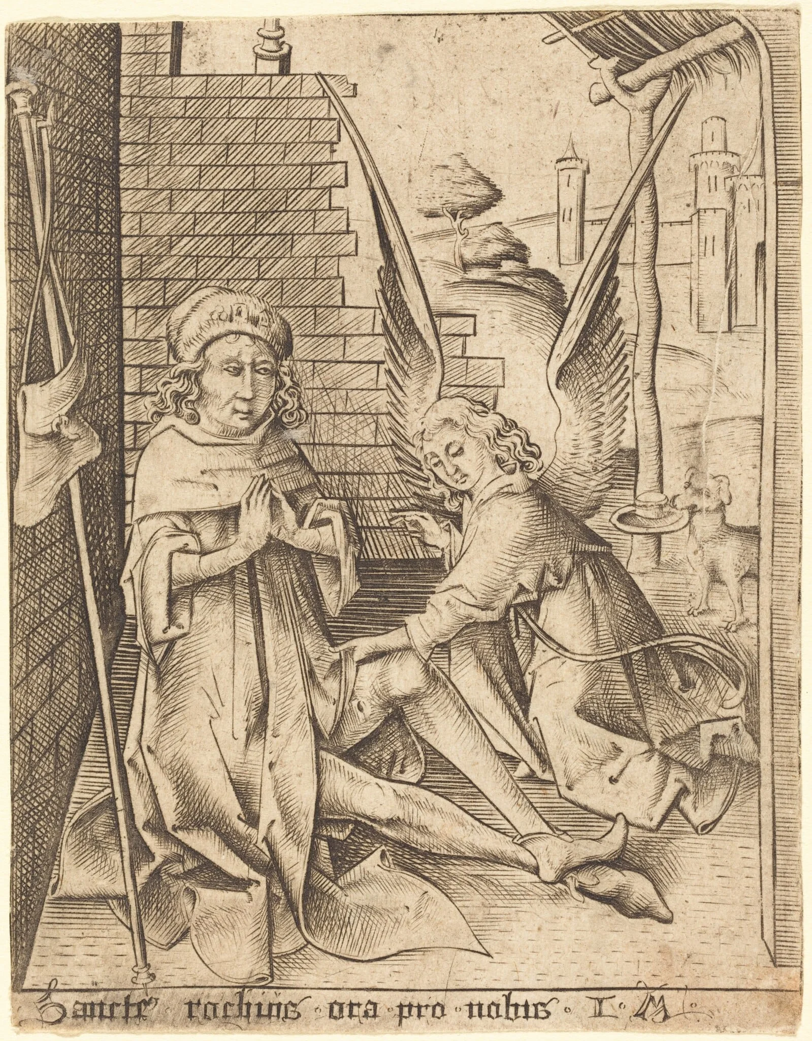 Saint Roch, by Israhel van Meckenem, ink, 1495