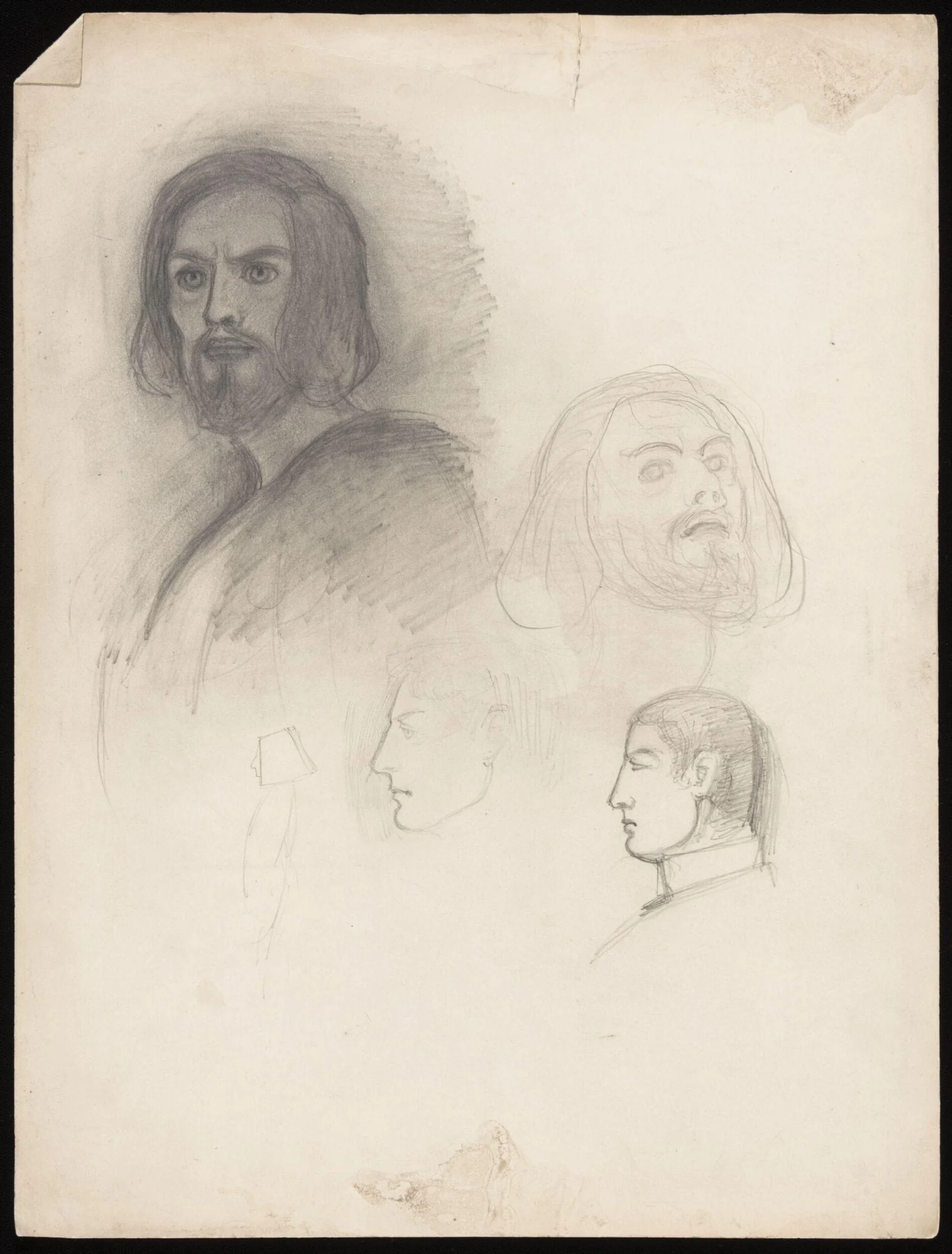 Self portraits of the artist with two male profiles